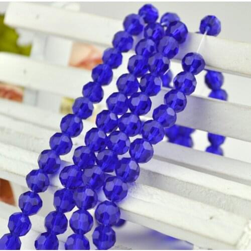 198Pcs/lot 6mm deep royal blue color faceted glass crystal spacer beads Rondelle DIY Bead for jewelry making free shipping