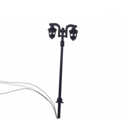 20pcs Model Train Railway Lamps 1/100 Scale 6.5cm High Miniature Led 3V Street Double Head GARDEN Light For Architectural Layout