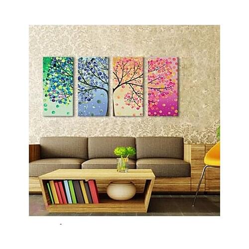 4 Hand-Painted Canvas Oil Painting Decorative Art Living Room Home Decor Floral Spring Summer Autumn Winter