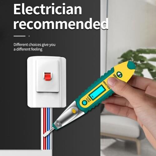 AC/DC 12-250V Non-contact LCD Digital Display Tester Screwdriver Power Outlet Electrical Voltage Detector Pen with Light