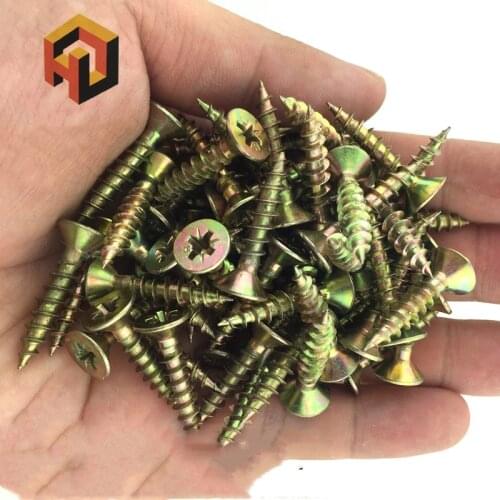 Free shipping 100 pcs Cross head self - tapping screw dry wall nail with hard flat head wood screw fiber nail m3.5 m4m5