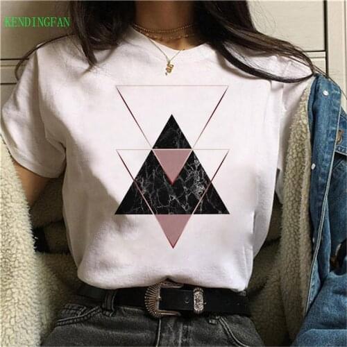 90s Graphic T-shirt Harajuku Beautiful Geometry Printed T Shirt Women Tees Cute Short Sleeve Animal Tshirt Female Y2k Tops