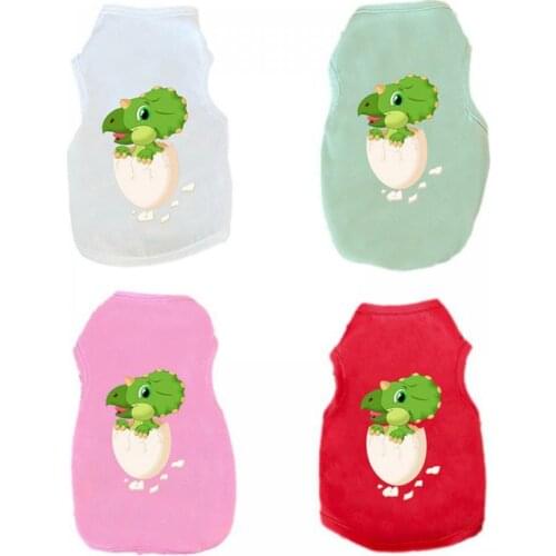 Pet Summer Polyster Sleeveless Vest Cat Dog T-shirt with Cute Cartoon Dinosaur Eggs Printed for Pet Clothing Supplies, 6 Sizes