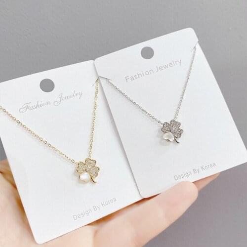 Korean Style Fashion Lucky Four-Leaf Clover Necklace Womens Fashion All-Match Pendant Clavicle Chain Gift for Women Jewelry