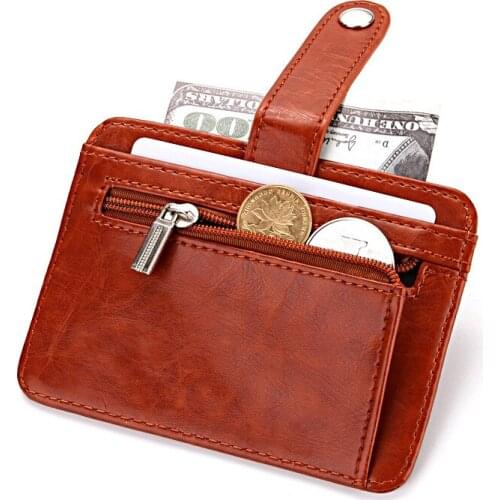 Men Women Slim Simple Hasp Travel Leather Bank Business ID Card Wallet Holder Case with Coin Purse
