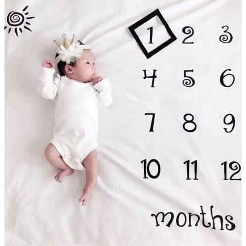 Newborn Baby Milestone Blankets Photography Blanket Flower Print Soft Blanket DIY Infant Photography Props