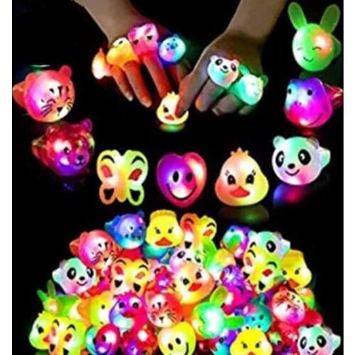 LED soft glue flash expression Ring Luminous ring children cartoon finger light led flash ring Party Birthday Gifts LED Toys