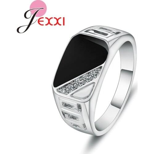 Original 925 Sterling Silver Fashion Finger Rings For Women Square Shape Fine Jewelry Gift For Girls Christmas