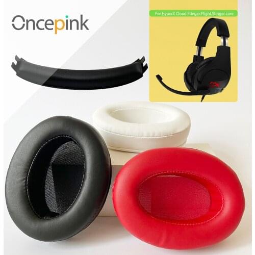 Oncepink Replacement EarPads Headband For HyperX Cloud Stinger,Flight,Stinger core Headphone Ear Cushion Repair Parts