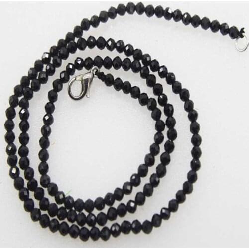 Black spinel round faceted 2/3/4/5/6mm 40-50cm FPPJ wholesale beads nature choker necklace