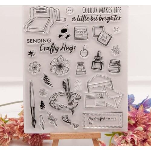 Palette Transparent Clear Silicone Stamp Seal DIY Scrapbooking Rubber Hand Account Photo Album Diary Decor Reusable 14.5*18.5cm
