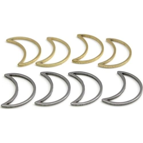 Hollow Moon Charms Stainless Steel Earring Making Supplies Findings Bracelet Connectors Gold Plated Charm for DIY Jewelry Making