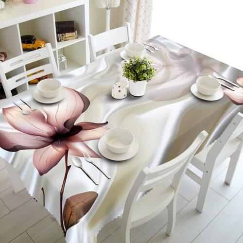 Custom European 3D Tablecloth Beautiful Floral Pattern Dustproof Polyester Cotton Thick Rectangular Wedding Table Cloth