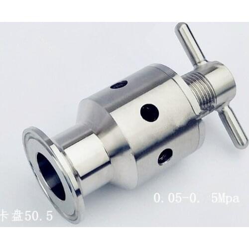 2"(OD64mm) 0.5-5 bar Tri-Clamp Adjustable Pressure Relief Child Safety Valve,Sanitary Stainless Steel 304
