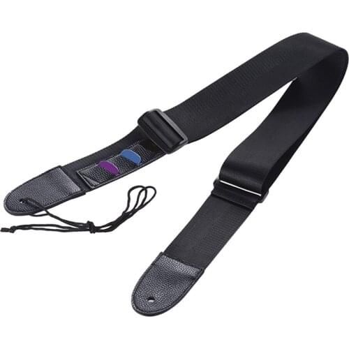 Adjustable Electric Guitar Strap with 3 Guitar Picks PU Leather Shoulder Belt Folk Acoustic Guitar Bass Accessories