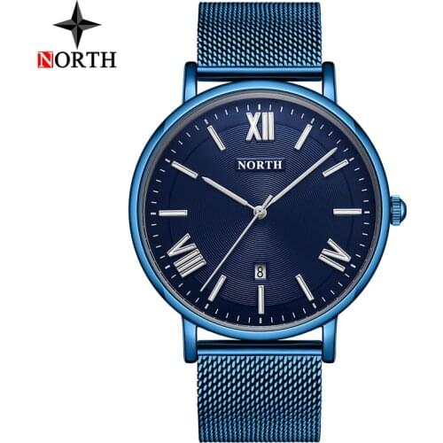 Luxury Brand Men Watches NORTH Fashion Business Stainless Steel Quartz Watch Men Sport Waterproof Watch Clock Relogio Masculino