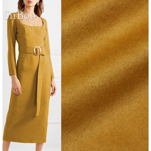 Luxurious gold color skin-friendly cashmere wool blend fabric for women winter dress trench coat tissu en cachemire tissu SP6014
