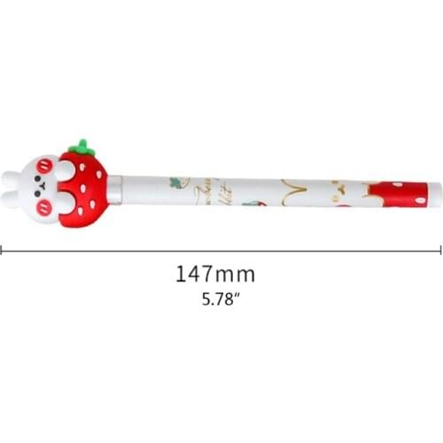 Cute Fruit Girl Black Gel Pen Anti-Slip Pen Grip Cartoon Pen Cap Christmas Party Supplies Class Rewards DIY Graffiti Pen
