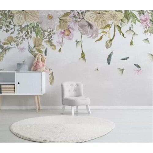 Modern minimalistic small fresh leaves floral feathers watercolor style background wall papel de parede hudas beauty
