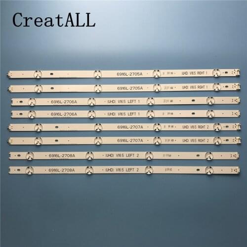 LED Backlight strip 8 Lamp For LG 49"TV 49LJ58300W 49UH620V 49LW340C 49LW340H LC490DGE FJ 6916L-2705A 2706A 2707A 2708A