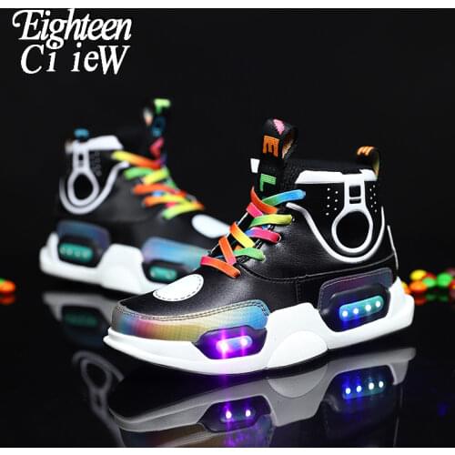 Boys Glowing Sneakers 2019 New Kids Led Shoes USB Charing Led Back Light Shoes Girls Flash Luminous Sneakers zapatillas nina