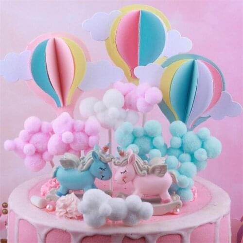 Rainbow Unicorn Cake Topper Cloud Cake Flags Birthday Kids Favors Cake Decoration Cupcake Topper for Wedding Dessert Table Decor