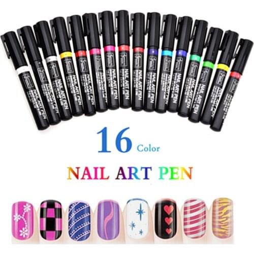 Hot Sale 16 Colors UV Gel Polish Tips Manicure Painting Drawing Nail Art Pen Painting Drawing Design Nail Art Beauty Tool