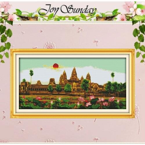 Angkor Wat Patterns Counted Cross Stitch 11CT 14CT Cross Stitch Set wholesale Scenery Cross-stitch Kit Embroidery Needlework