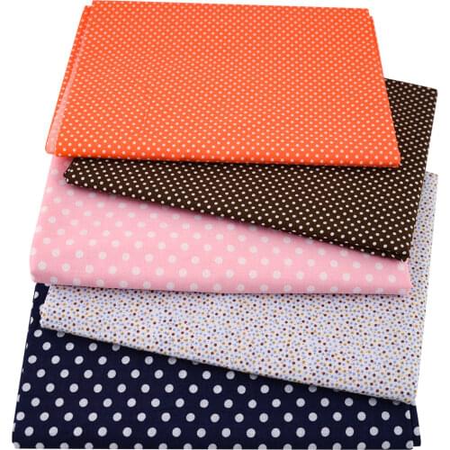 White Dots Dark Orange Cotton Fabric Patchwork Fabrics Fat Quarter Sewing Cloth Telas Tecido Tissue Crafts Dolls Textile Tilda