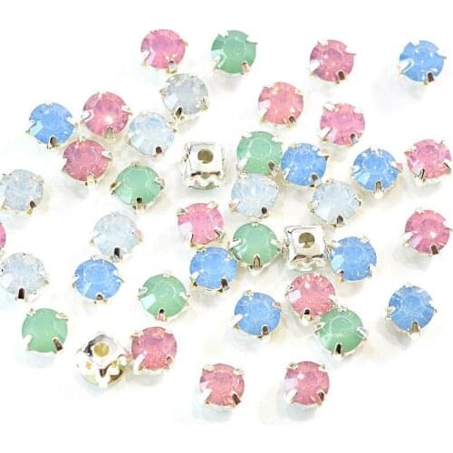 6mm High Quality Resin Crystal Sew On Rhinestones Sliver Base With Hole Diy Accessories Wholesale 300pcs/lot