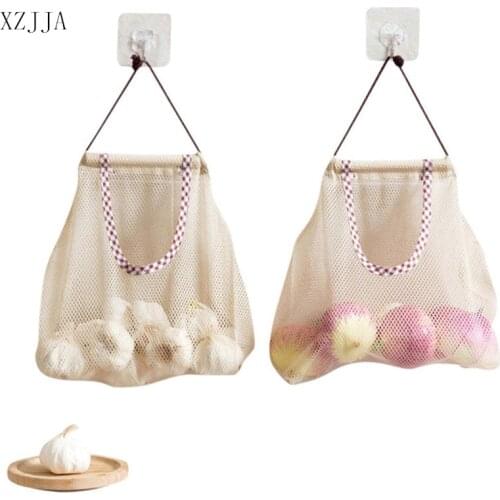 XZJJA Multi-purpose Kitchen Onion Potato Tomato Storage Hanging Basket Fruit Garlic Ginger Garbage Bag Organize Mesh Pouch