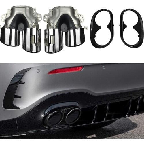 Car Rear Bumper Turbo Muffler Exhaust Tips Pipe Exits For Mercedes Benz W177 AMG A35 C118 CLA35 X247 GLB35 A45S Tail Throat