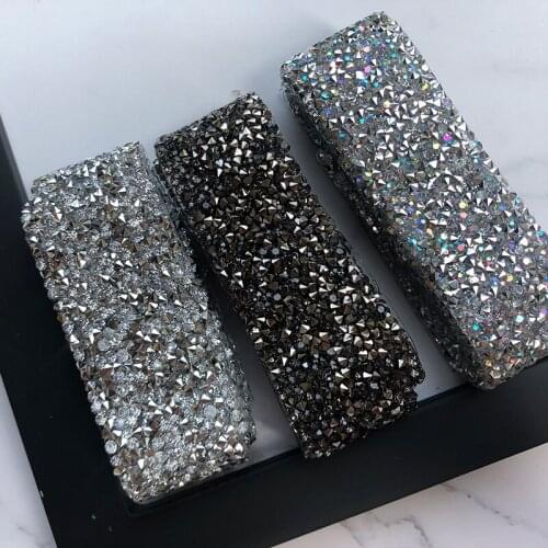 1-3cm width 1yard diamond rhinestone hot drilling Wedding dress accessories Pearl Beaded Lace Trim fabric applique patches