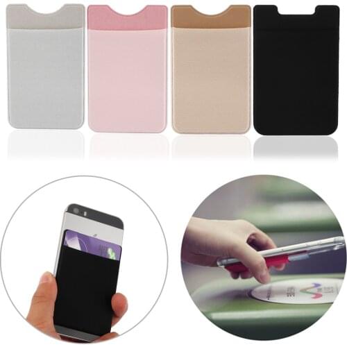 1Pcs Hot Sale ID Credit Card Holder Solid Fashion Phone Card Wallet Elastic Cellphone Pocket Adhesive Sticker Accessories