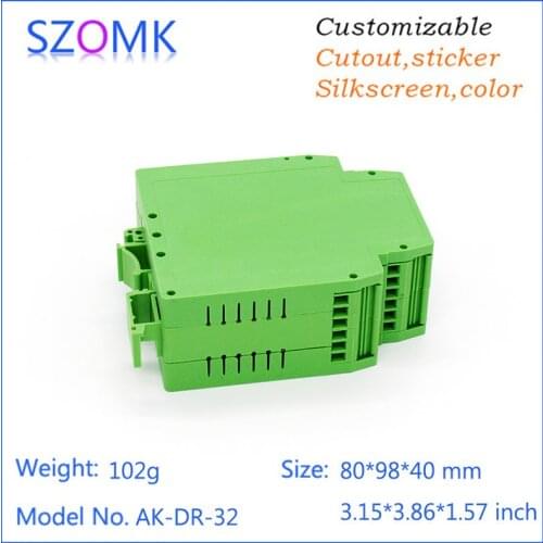 1 piece hot sales plastic din rail enclosure control box pcb junction box PLC plastic electronics box din rail case 80*98*40mm