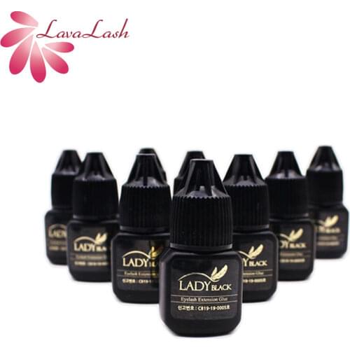 10 Bottles Lady Black Glue 5ml/bottle for Eyelash Extensions Low Stimulation Fast Dry Time Without Sealed Bag Beauty Shop Tool
