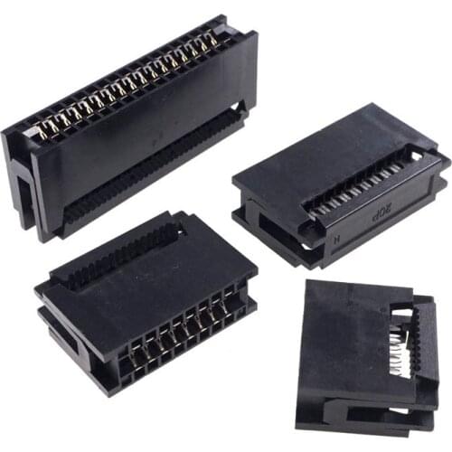 200 Pcs 2.54 mm Pitch Edge Card Connector IDC Type Slot 10 14 16 20 24 26 30 34 40 50 60 64 Pin PCB Gold Finger Board Socket