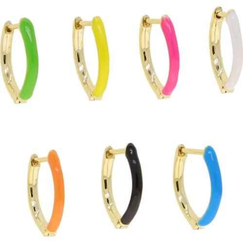 2021 New Women Jewelry Simple Minimal Minimalist Small Mini Oval Huggie Hoop Earring 7 Colors