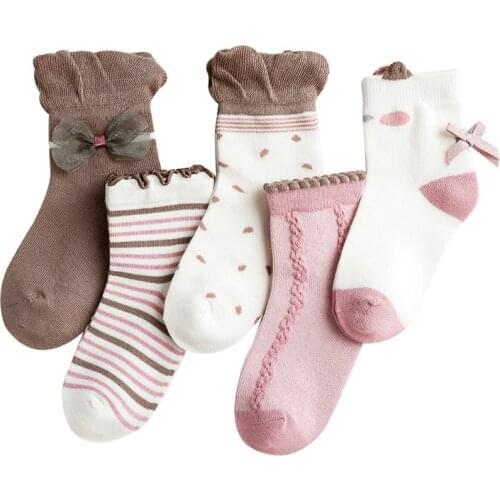 3Pairs/lot Kids Socks for Girls Big Bow Baby Socks for Girls Fashion Cotton Childrens Socks for Girl Winter High Quality