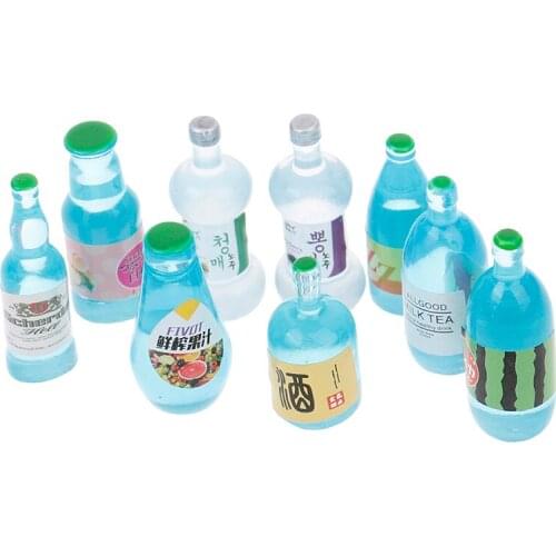 10Pcs 1:12 Dollhouse Miniature Wine Drink Bottles/Wine Glass Model Kitchen Food Accessories Pretend Play Doll Toy Decorations