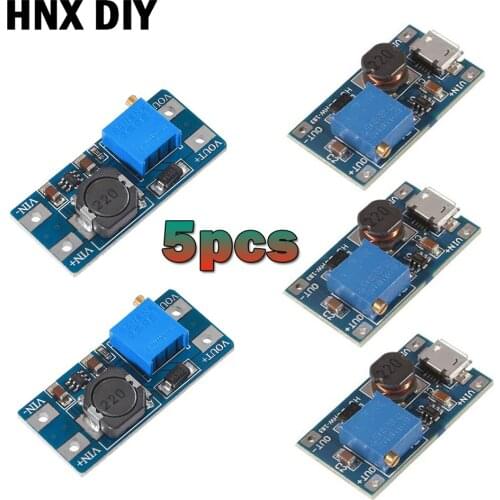 5pcs MT3608 DC-DC Step Up Converter Booster Power Supply Module Boost Step-up Board MAX output 28V 2A for arduino diy kit