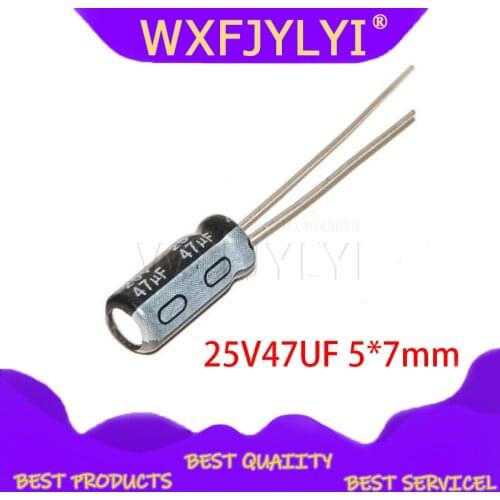 50PCS Higt quality 25V47UF 5*7mm 47UF 25V 5*7 Electrolytic capacitor