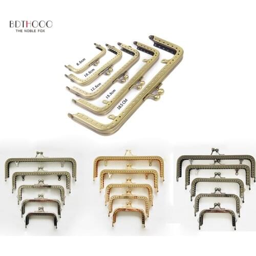 8.5/10.5/12.5 /15.5/18.5cm Square Metal Purse Frame Handle for Clutch Bag Handbag Accessories Making Kiss Clasp Lock 4 colors