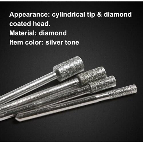 20Pcs Diamond Cutting Grinding Head Mounted Points Bit for Jade Glass Carving Polishing for Dremel Rotary Tool 3*3/4/5/6mm