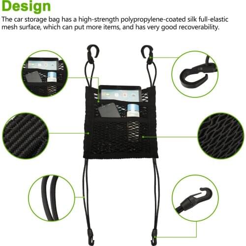 Luggage Car 30 X 25 Cm Cargo Net Between Black Car Seat Mesh With 4 Plastic Hooks