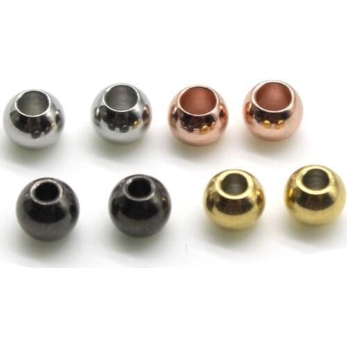 50pcs/lot 2 3 4 5 6 8 mm Stainless Steel Rose Gold Black Spacer Beads Charm Loose Beads DIY Bracelets Beads for Jewelry Making