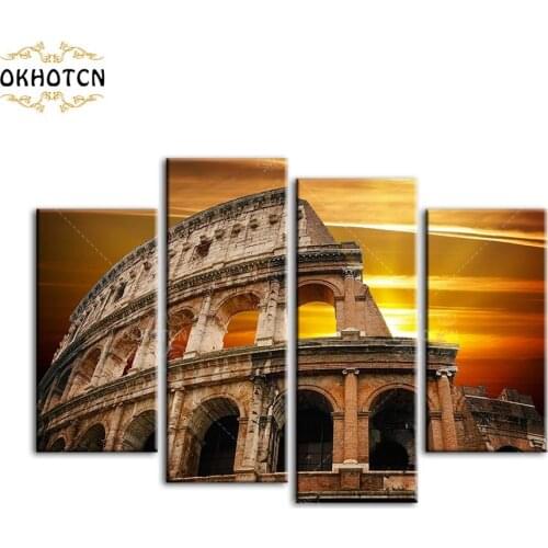 European Home Decoration Vintage Style Canvas Painting Ancient Roman Architecture Wall Art Pictures HD Print Modular Pictures