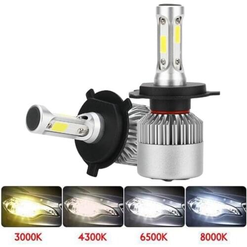 2Pcs H4 H7 H11 9005 9006 H1 COB Car LED Headlight Bulbs Hi-Lo Beam 72W 8000LM 6500K/4300K Auto Led Headlamp Car Light 12V 24V