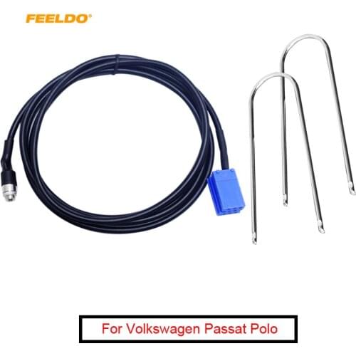 FEELDO 1Set Car Stereo Female 3.5MM Jack Aux Adapter Cable For AUDI VW Passat Polo Bora with 2-Key Tool Radio Wire #AM5733