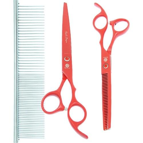 Purple Dragon 7 inch Pet Trimming Scissors Professional Dog Grooming Shears Curved Hair Cutting Thinning Fur Clippers B0029B